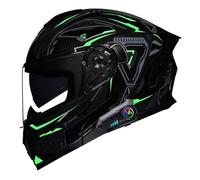 Adulte Bluetooth Modulable Casque Moto Homme Femme DOTECE Homologué Casques Intégraux Moto avec Double Visière Anti-Collision Casque Integral Modulables Locomotive Casque 6,XL:61-62CM
