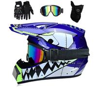 Adulte Casque Motocross Ensemble, avec Gants Lunettes Masque, Jeunesse Enfant Visage Complet MTB Hors Route Moto Karting Accident Casque, ATV MX Downhill Quad Vélo de Saleté Course d'enduro Casque (C