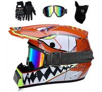 Adulte Casque Motocross Ensemble, avec Gants Lunettes Masque, Jeunesse Enfant Visage Complet MTB Hors Route Moto Karting Accident Casque, ATV MX Downhill Quad Vélo de Saleté Course d'enduro Casque (C