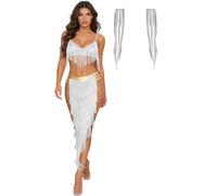 Adulte Costume Danse Du Ventre Ensemble De Indien Princesse Arabe Argent M