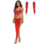 Adulte Costume Princesse Arabe Belly Dancer Costumes D'Esclave Rouge S
