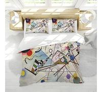 Adulte & Enfants Literie Abstrait Kandinsky Motif Imprimé Couette Couette Housse 2 Taies d’Oreiller Pas de Draps Microfibre Douce 3pc Ensemble de literie 140x200 cm