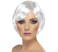 Adulte Femmes Blanc Bob Bébé Perruque Un Taille Accessoire Déguisement Halloween