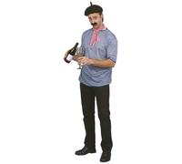 Adulte Français Serveur Onion Vendeur Béret Haut Cravate Déguisement Moustache