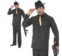 Adulte Gangster Mafia Déguisement Noir Or à Fine Rayure Hommes 20's Déguisement