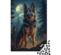 Adulte German Shepherd Under Moonlight De Noël Puzzle en Bois, 1000 pièces | Pour une activité qui demande de la patience : Puzzle adulte 1000 pièces ; pour une activité tranquille chez soi.