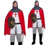 Adulte Hommes Chevalier st George Médiéval Anglais Croisé Costume Déguisement