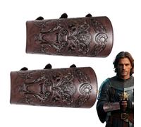 Adulte Hommes Cosplay Bracers, Gardiens Médiévaux | 1 Paire Cosplay Cuir PU Vintage Chevalier Bracers | Halloween Jeu de rôle Relief Bracelet de Protection pour Petit ami, Maison