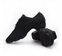 Adulte hommes femmes talon bas enseignant chaussure danse latine corps forme formation carré rue cha-cha chaussures de souffle baskets pour Jazz Latin Rumba Cha Cha,Aptitude(Black Split Outsole,38)