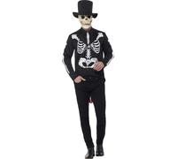 Adulte Jour De The Dead Senor Squelette Déguisement Halloween Hommes Bond Neuf