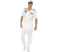 Adulte Naval Officier Costume Capitaine Blanc Hommes Costume Déguisement M L