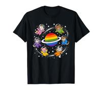 Adulte Pride Space Animals Rainbow Planet T-Shirt