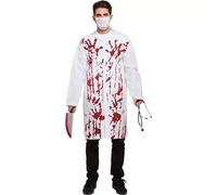 Adulte Sanglant Doctor Death Zombie Halloween Blanc Manteau Costume Déguisement