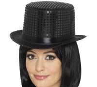 Adulte Sequin Déguisement Chapeau Fête Cabaret Chapeau Noir Par Smiffys