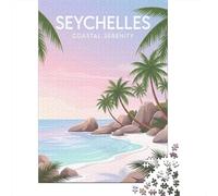 Adulte Seychelles Coastal Serenity De Noël Puzzle en Bois, 1000 pièces | Comme idée cadeau de Noël : ce puzzle pour adultes avec 1000 pièces offre aux adultes un loisir calme en hiver.