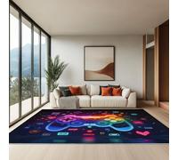 Adulte Tapis Salon Poignée Néon Manette De Jeu - Moquette À Poils Ras Tapis De Chambre Doux Antidérapant Pelucheux, Intérieur Chambre D'Enfant Pour La Décoration De La Maison 140 X 200 Cm Noir