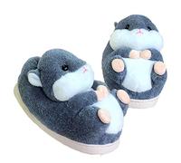 Adulte Unisexe Pantoufles Animal en Peluche Chaud d'hiver,Animal Confortable Doux Styling Court Peluche Flanelle Bottillons,39-43,Hamster