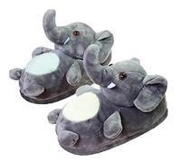 Adulte Unisexe Pantoufles Animal en Peluche Chaud d'hiver,Animal Confortable Doux Styling Court Peluche Flanelle Bottillons,35-38,Elephant