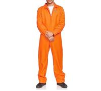 Adulte Unisexe Prison Combinaison Costume d'écharpe à manches longues Prisonnier Cosplay Carnaval Parti Jeu de Rôle Jarretière Costume de Criminel de Prison Orange Carnaval Prisonnier Combinaison