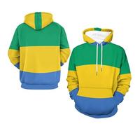Adulte Unisexe Pull À Capuche Gabon Drapeau National Pull Vêtement De Travail Sweat À Capuche Haut Unisexe Sweats De Travail