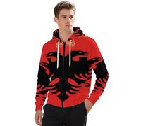 Adulte Unisexe Sweat À Capuche Zippé Albanie Emblème National Pull Vêtement De Travail Sweat Zippé Haut Unisexe Sweats De Travail