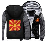 Adulte Unisexe Sweat À Capuche Zippé Macédoine Du Nord Drapeau National Veste Polaire Pull Vêtement De Travail Sweat Zippé Haut Unisexe Sweats De Travail