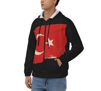 Adulte Unisexe Sweat À Capuche Zippé Turquie Drapeau National Pull Vêtement De Travail Sweat Zippé Haut Unisexe Sweats De Travail