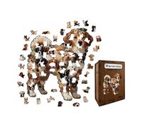 Adulte Wooden Puzzles | 120 Pieces Dog Shaped Wood Toy Puzzle -30,9 x 28,3 cm Natural Curve Interactive Dog Shape Jigsaw,for Adults Kids 6+ Hobby Party Gathering Home Family Brain Testeur