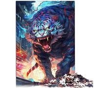 Adultes 1000 pièces Puzzle Tigre Blanc Rage Puzzle en Bois Jeu de Puzzle Familial Cadeaux d'anniversaire 19,7 x 29,5 Pouces