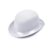 Adultes Chapeau Melon Blanc Feutre avec Bande Déguisement Hommes Accessoire
