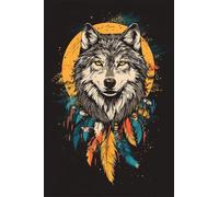 Adultes et débutants Diamond Painting Complète Foret DIY 5D Kit Attrape Rêves En Plumes De Loup Diamant Peinture Motif Broderie Diamant Art Kits Idéal Pour Décoration Murale Foret Rond 40x60cm C0056