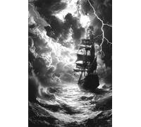 Adultes et débutants Diamond Painting Complète Foret DIY 5D Kit Bateau Pirate De La Tempête Diamant Peinture Motif Broderie Diamant Art Kits Idéal Pour Décoration Murale Diamant Carré 30x45cm C1205