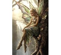 Adultes et débutants Diamond Painting Complète Foret DIY 5D Kit Belle Fée Elfe Point De Croix Diamant Peinture Motif Broderie Diamant Art Kits Idéal Pour Décoration Murale Foret Rond 50x75cm C0116