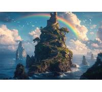 Adultes et débutants Diamond Painting Complète Foret DIY 5D Kit Ciel Plage Arc En Ciel Diamant Peinture Motif Broderie Diamant Art Kits Idéal Pour Décoration Murale Diamant Carré 20x30cm C1664