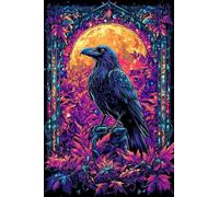 Adultes et débutants Diamond Painting Complète Foret DIY 5D Kit Corbeau En Vitrail Diamant Peinture Motif Broderie Diamant Art Kits Idéal Pour Décoration Murale Diamant Carré 80x120cm C1165