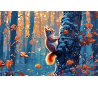 Adultes et débutants Diamond Painting Complète Foret DIY 5D Kit Écureuil Animal Mignon Diamant Peinture Motif Broderie Diamant Art Kits Idéal Pour Décoration Murale Foret Rond 90x135cm C0899