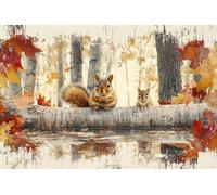 Adultes et débutants Diamond Painting Complète Foret DIY 5D Kit Écureuil Animal Mignon Diamant Peinture Motif Broderie Diamant Art Kits Idéal Pour Décoration Murale Foret Rond 60x90cm C0898
