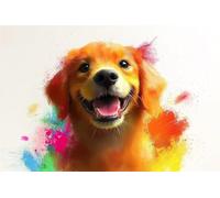 Adultes et débutants Diamond Painting Complète Foret DIY 5D Kit Golden Retriever Souriant Diamant Peinture Motif Broderie Diamant Art Kits Idéal Pour Décoration Murale Diamant Carré 50x75cm C1666