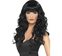 Adultes Halloween Sorcières Perruque Noir Femmes Déguisement Sorcière Morticia