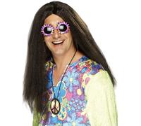 Adultes Marron 1960's Hippie Groovy Perruque Hommes Accessoire Déguisement