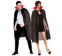 Adultes Noir Vampire Cape Haut Col Noir Rouge Déguisement Halloween