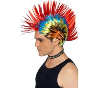 Adultes Peter Wright Perruque Flèches Multi Mowhawk 80s Déguisement Punk 1980s