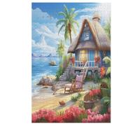 Adultes Puzzle Bord de mer Cottage 1000 Pièces, Jouets pour EnfFourmis, Jeux Familiaux, Puzzles ÉduChatif Garçons Et Filles 78×53cm