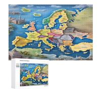 Adultes Puzzle Map of Europe 1000 Pièces, Jouets pour Enfants, Jeux Familiaux, Puzzles ÉduChatif Garçons Et Filles （75×50cm）