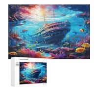 Adultes Puzzle Seabed A School of Fish 1000 Pièces, Jouets pour Enfants, Jeux Familiaux, Puzzles ÉduChatif Garçons Et Filles （75×50cm）