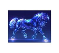 Adultes Puzzles 1000 Pièce en Bois，Cheval Fluorescent，Art Puzzle Adultes 1000 Pcs en Bois Classique Cadeau De Noël Personnalisé（75x50cm）-O76