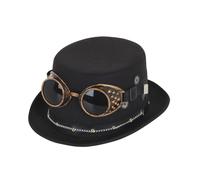 Adultes Steampunk Haut Chapeau Noir Avec Googles Et Gears Chaîne Alternative