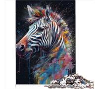 Adults 1000 Piece Zebra Painting Jigsaw Puzzles for Adults Premium 100% Recycled Board Jigsaw Puzzles for Adults Family Fun Jigsaws Puzzles 1000pcs(26x38cm)