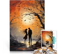 Adults 1000 Pieces Puzzle Lovers Under Sunset Made of Cardboard，Suitable for People Aged 14 and Above Educational Games Home Decoration Game. Family Games Christmas Birthday Gifts 。Size：50x75cm