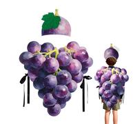 Adults Grape Costume - Polyester Gag Joke Food Outfit, Fruit Grape Halloween Costume with Hat for Women Men | Funny Stage Performance Cosplay Wear | Party Dress for Birthday Event Gathering